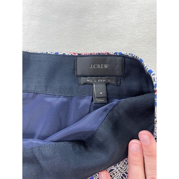 J. Crew Womens 4 No 2 Pencil Skirt Paisley Work Office Career Classic Church - Picture 4 of 7